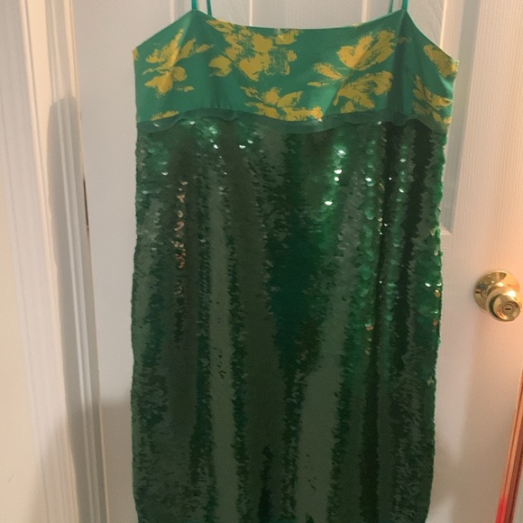 NWT-  Zara Festive green and yellow Maxi dress with beads - Picture 2 of 10